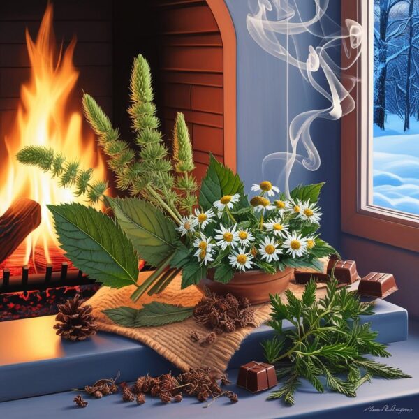 ai design of fireside crackle herbal smoke